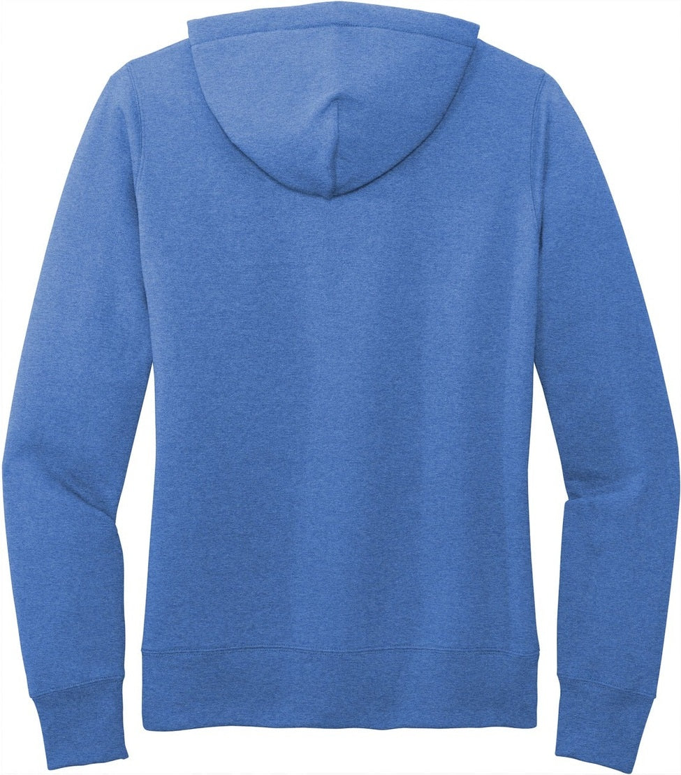 Rear View of Heather Royal Port & Co Women's Core Fleece Pullover Hooded Sweatshirt LPC78H