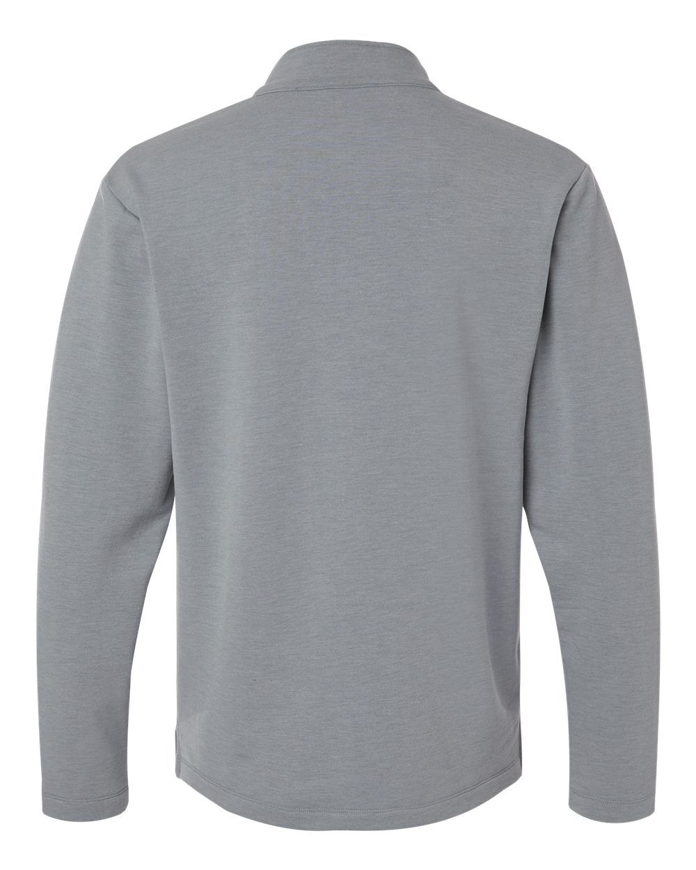 Rear View of Heather Steel Men's Stretch Quarter-Zip Fleece Pullover - STF870 plain