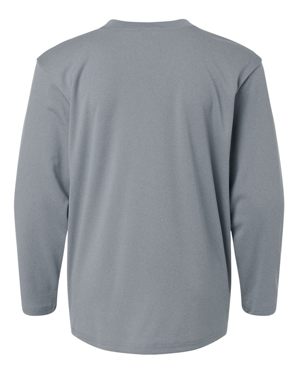 Rear View of Heather Steel Pro-Lock Youth Performance Long Sleeve T-Shirt - 48400Y