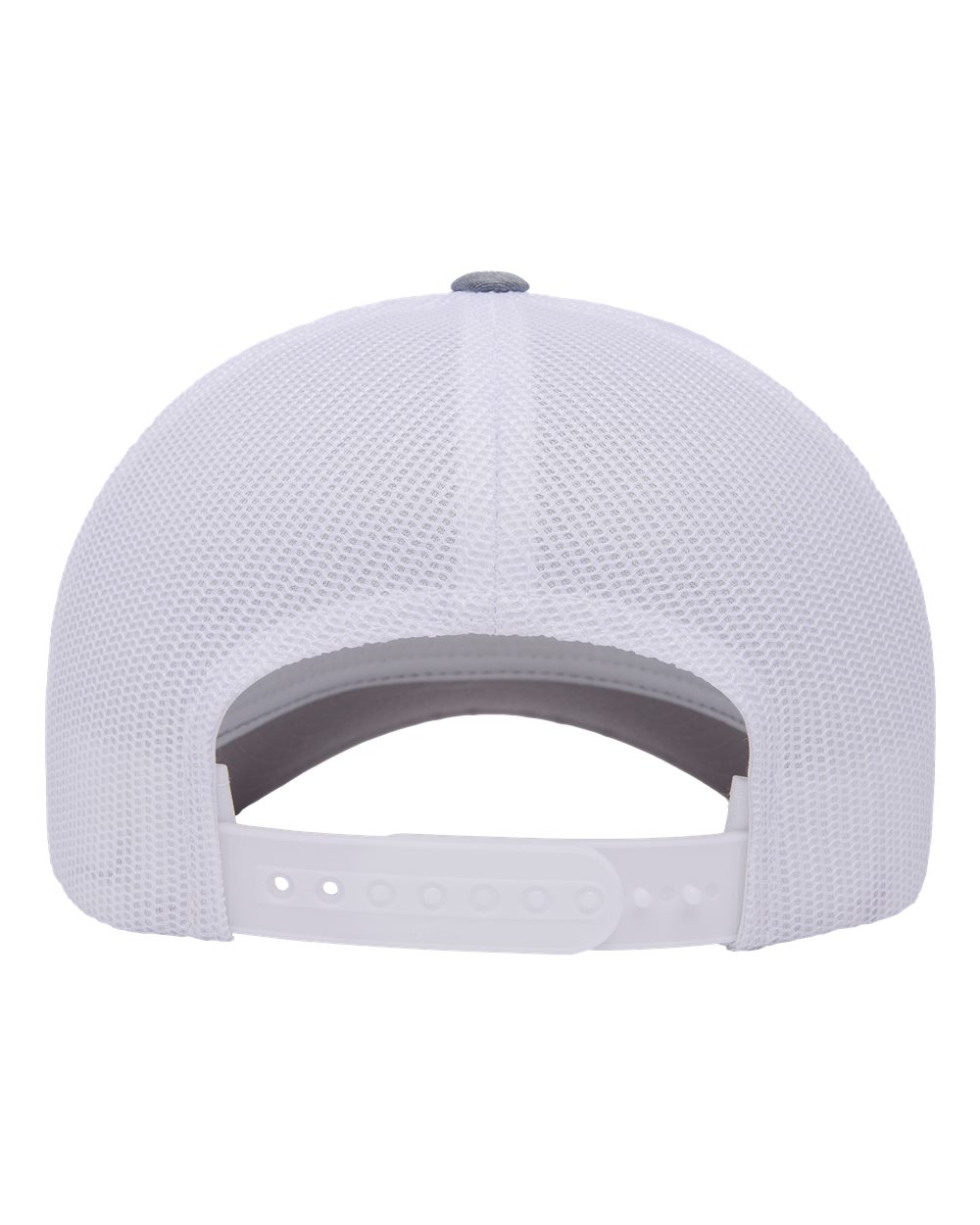 Rear View of Heather/ White Five-Panel Retro Trucker Cap - 6506