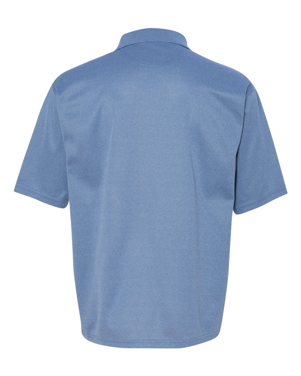Rear View of Heathered Blue Moisture Free Mesh Polo - 0469
