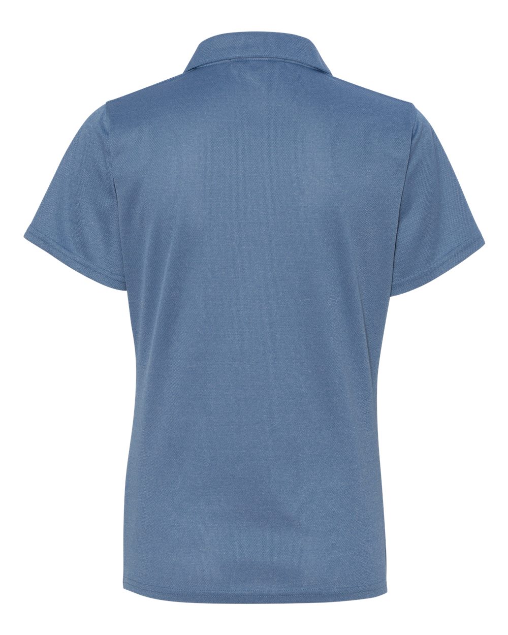 Rear View of Heathered Blue Women&#39;s Moisture Free Mesh Polo - 5469