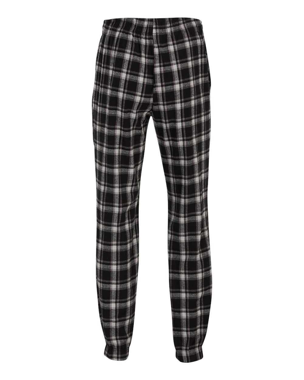 Front View of Heritage Black Plaid Flannel Joggers - BM6625