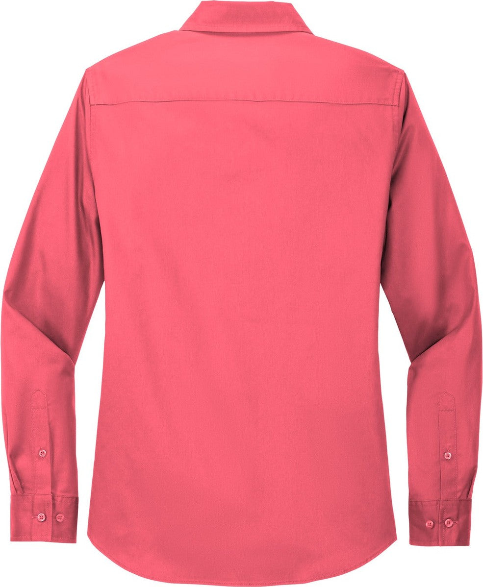 Rear View of Hibiscus Port Authority Women's Long Sleeve Easy Care Shirt. L608