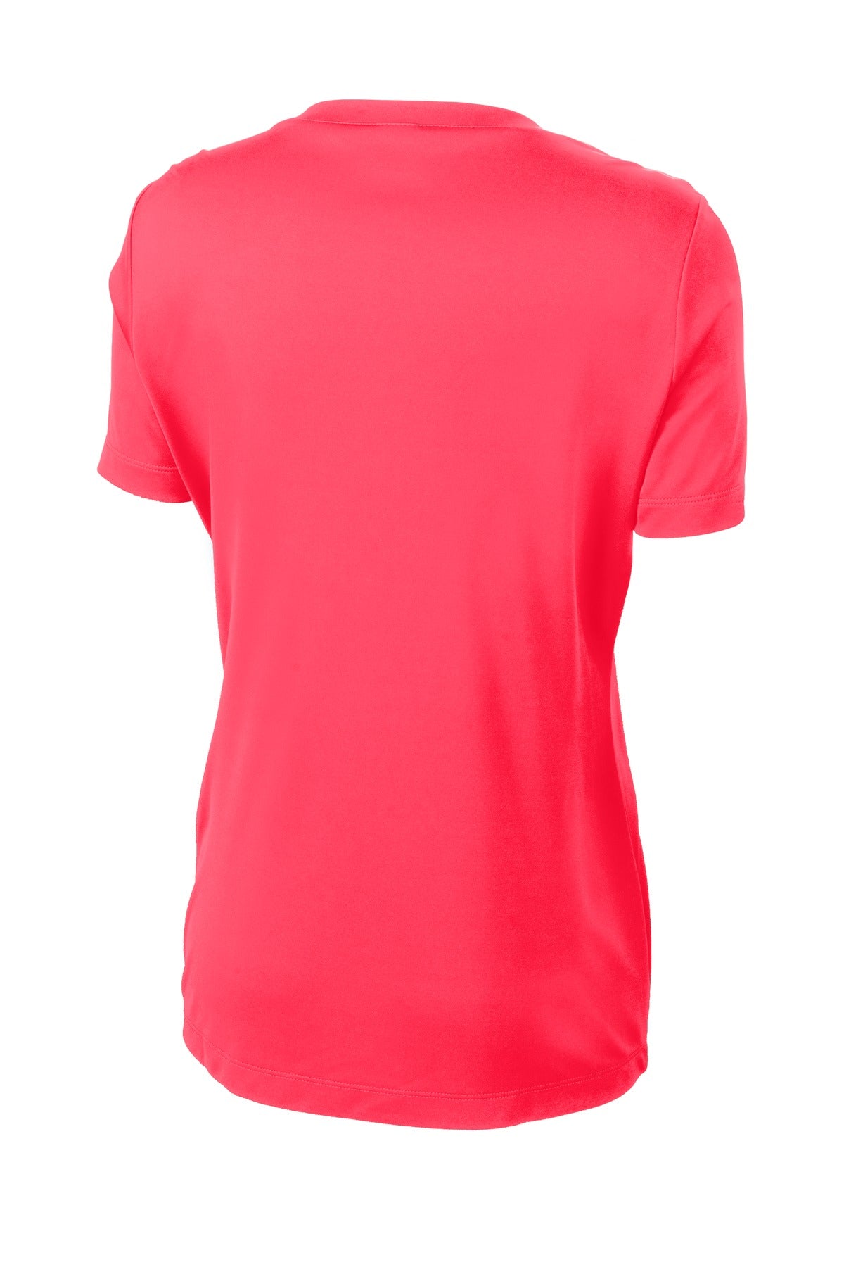 Front View of Hot Coral Sport-Tek Women's PosiCharge Competitor Tee. LST350