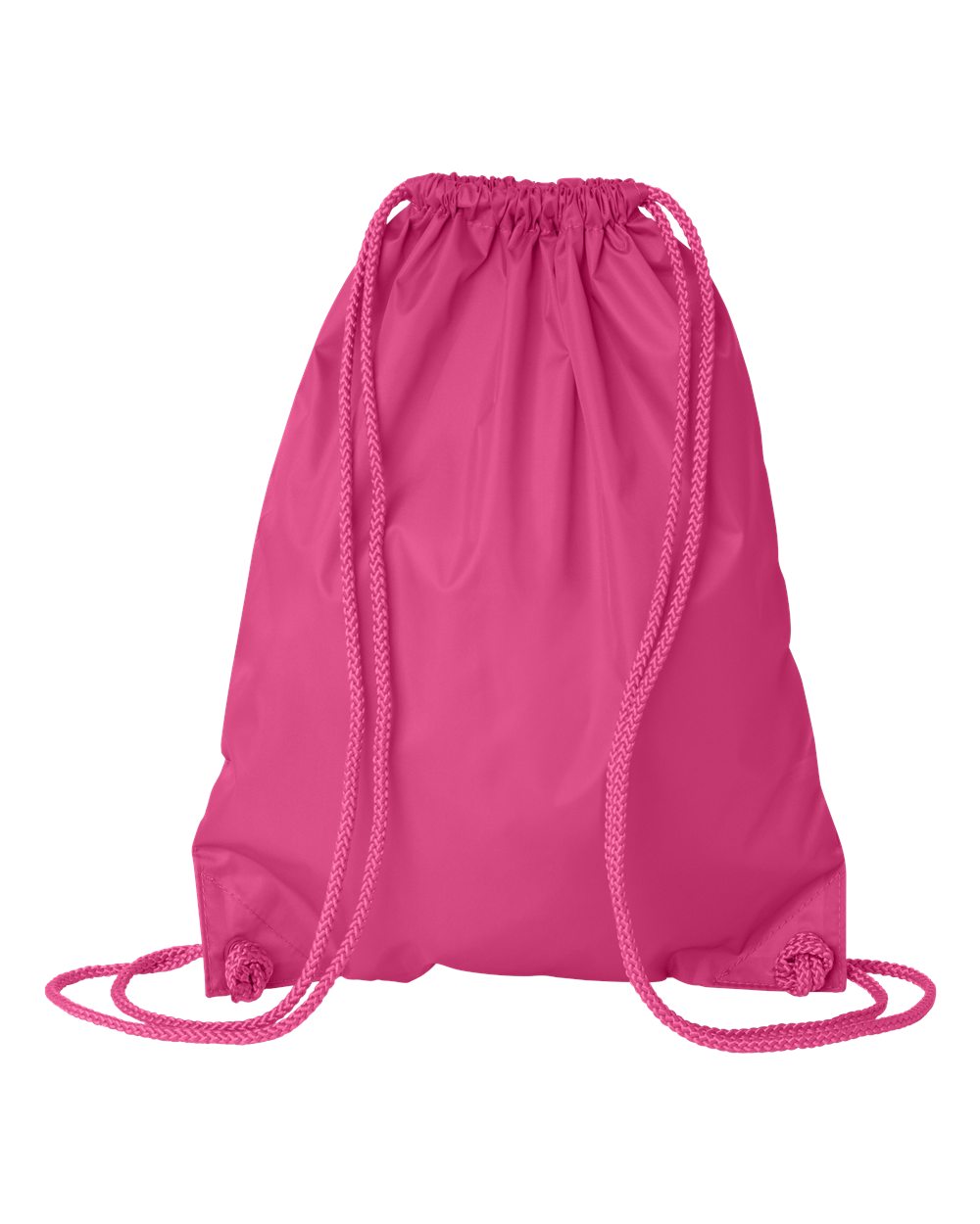 Front View of Hot Pink Drawstring Pack with DUROcord - 8881