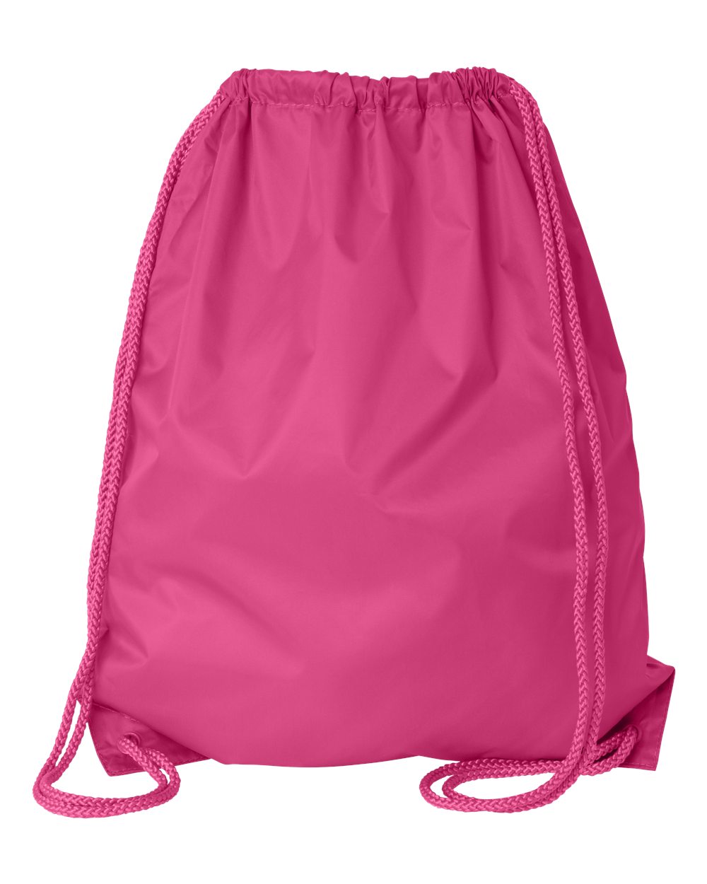 Front View of Hot Pink Large Drawstring Pack with DUROcord - 8882