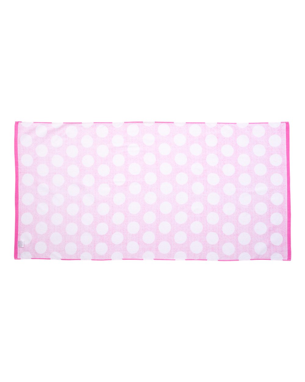 Front View of Hot Pink Polka Dot Velour Beach Towel - C3060P