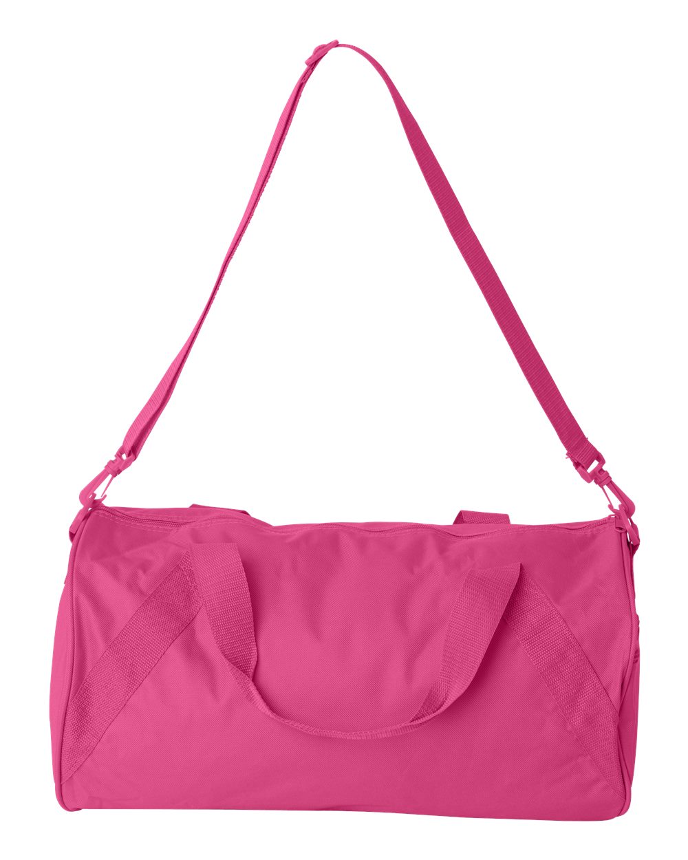 Front View of Hot Pink Recycled 18” Small Duffel Bag - 8805