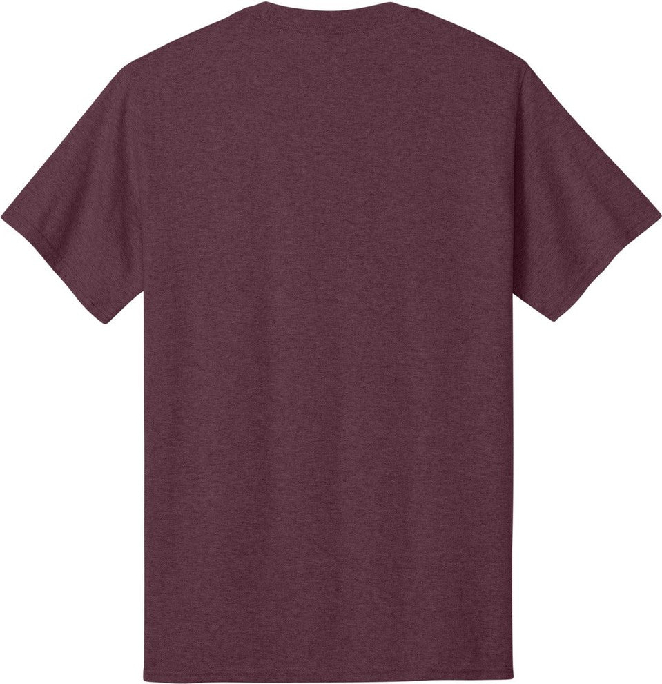 Front View of Hthr Ath Mroon Port & Co Core Cotton Tee. PC54