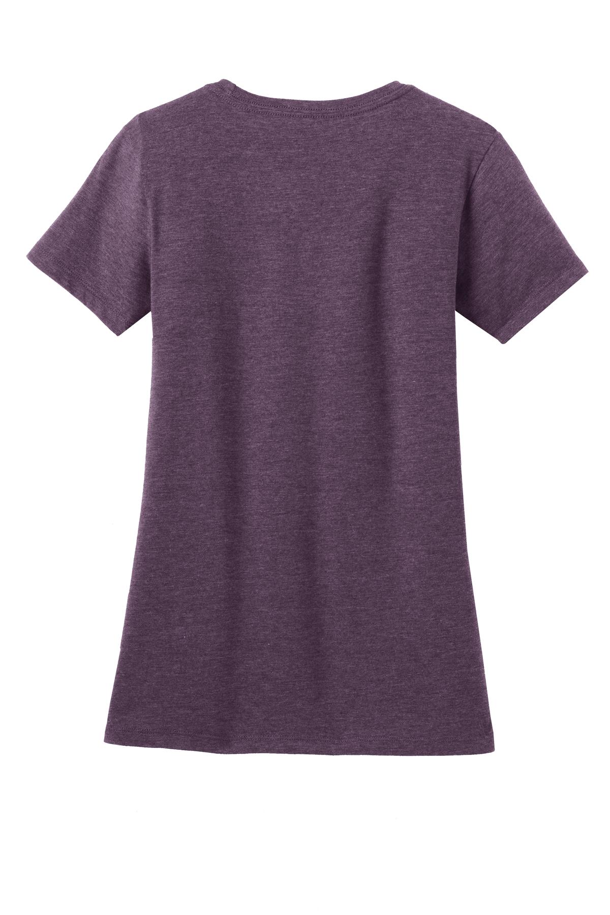 Rear View of Hthr Eggplant District Women's Perfect Blend CVC Tee. DM108L