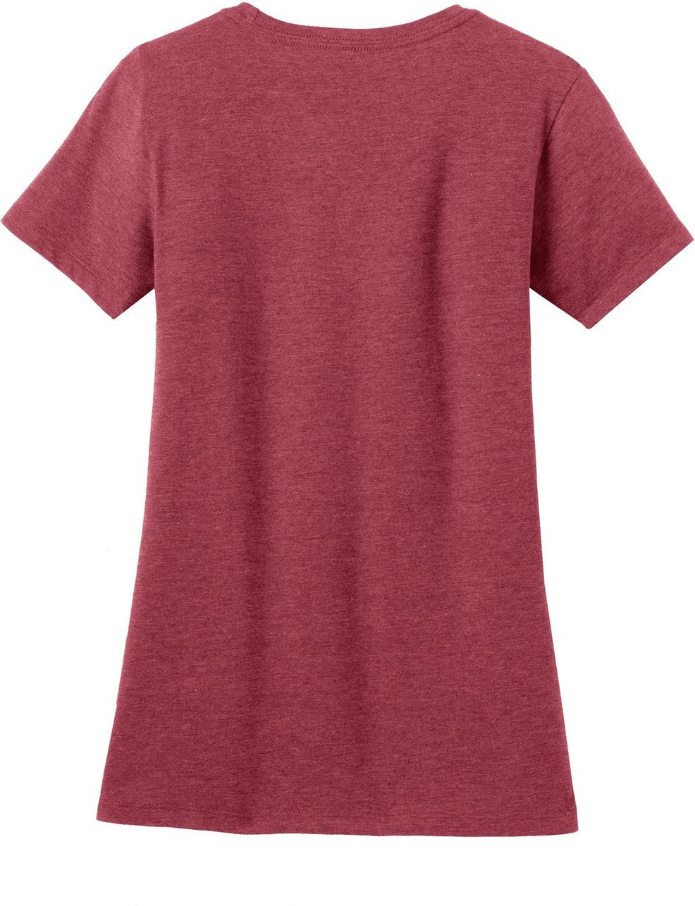 Rear View of Hthr Red District Women's Perfect Blend CVC Tee. DM108L