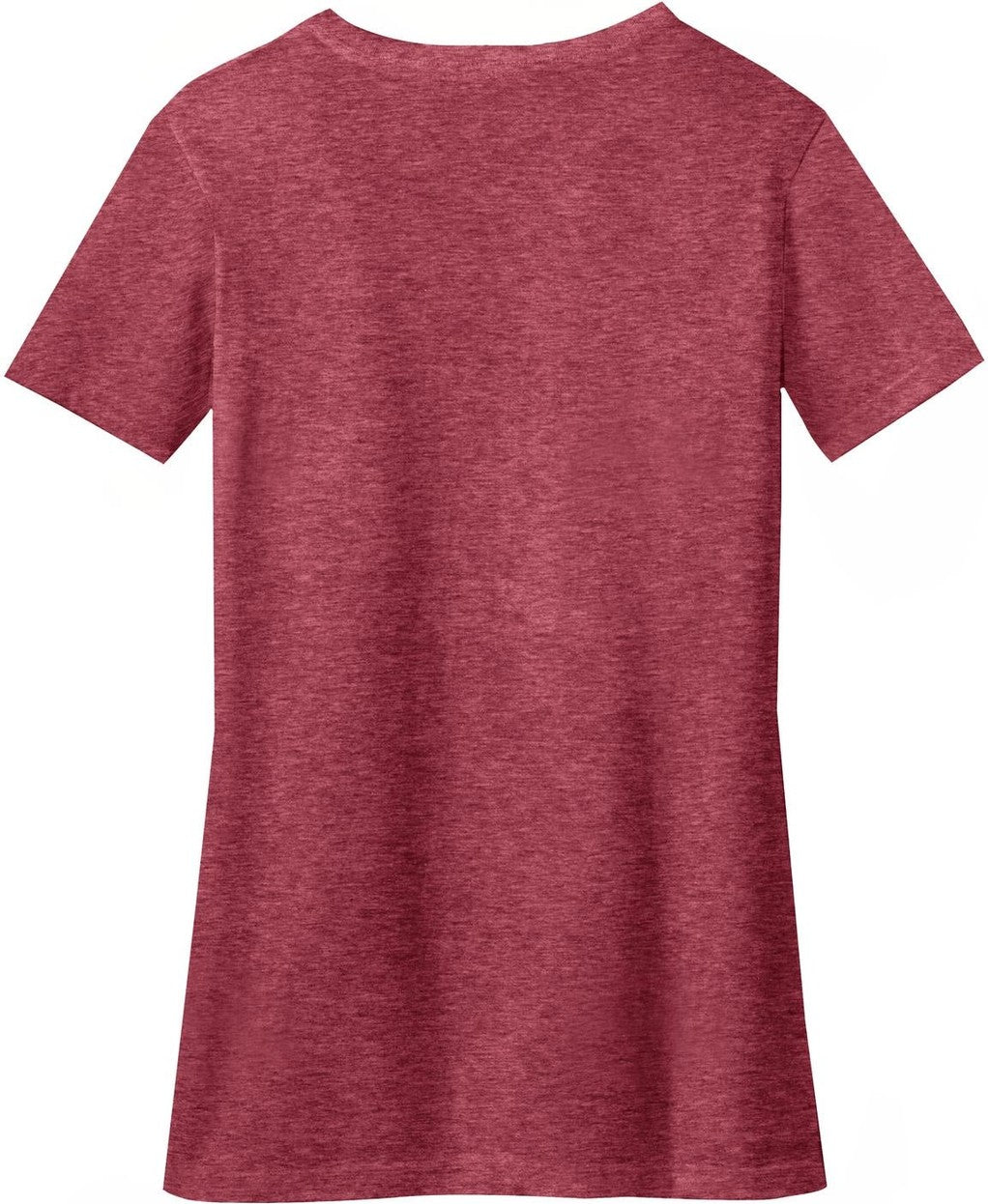 Front View of Hthr Red District Women's Perfect Blend CVC V-Neck Tee. DM1190L