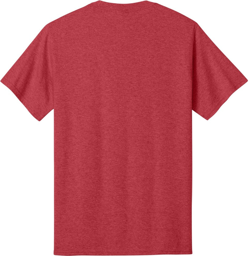 Rear View of Hthr Red Port & Co Core Cotton Tee. PC54