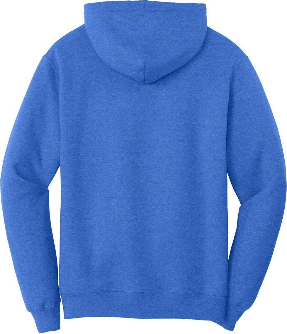 Front View of Hthr Royal Port & Co Core Fleece Pullover Hooded Sweatshirt. PC78H