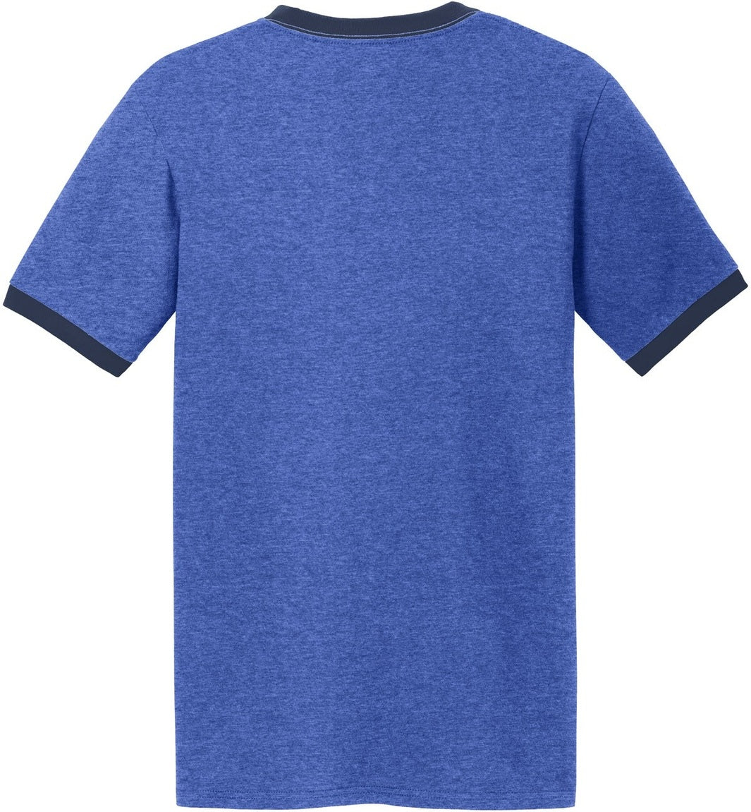 Front View of Hthr Royal/Nvy Port & Co Core Cotton Ringer Tee. PC54R