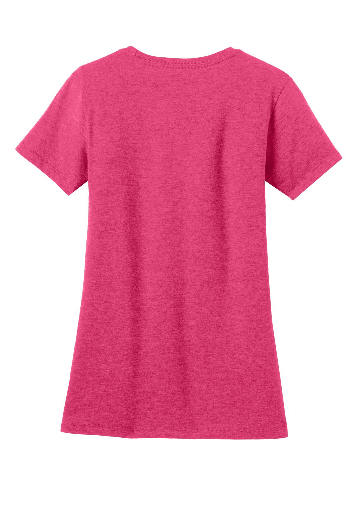 Front View of Hthr Watermlon District Women's Perfect Blend CVC Tee. DM108L