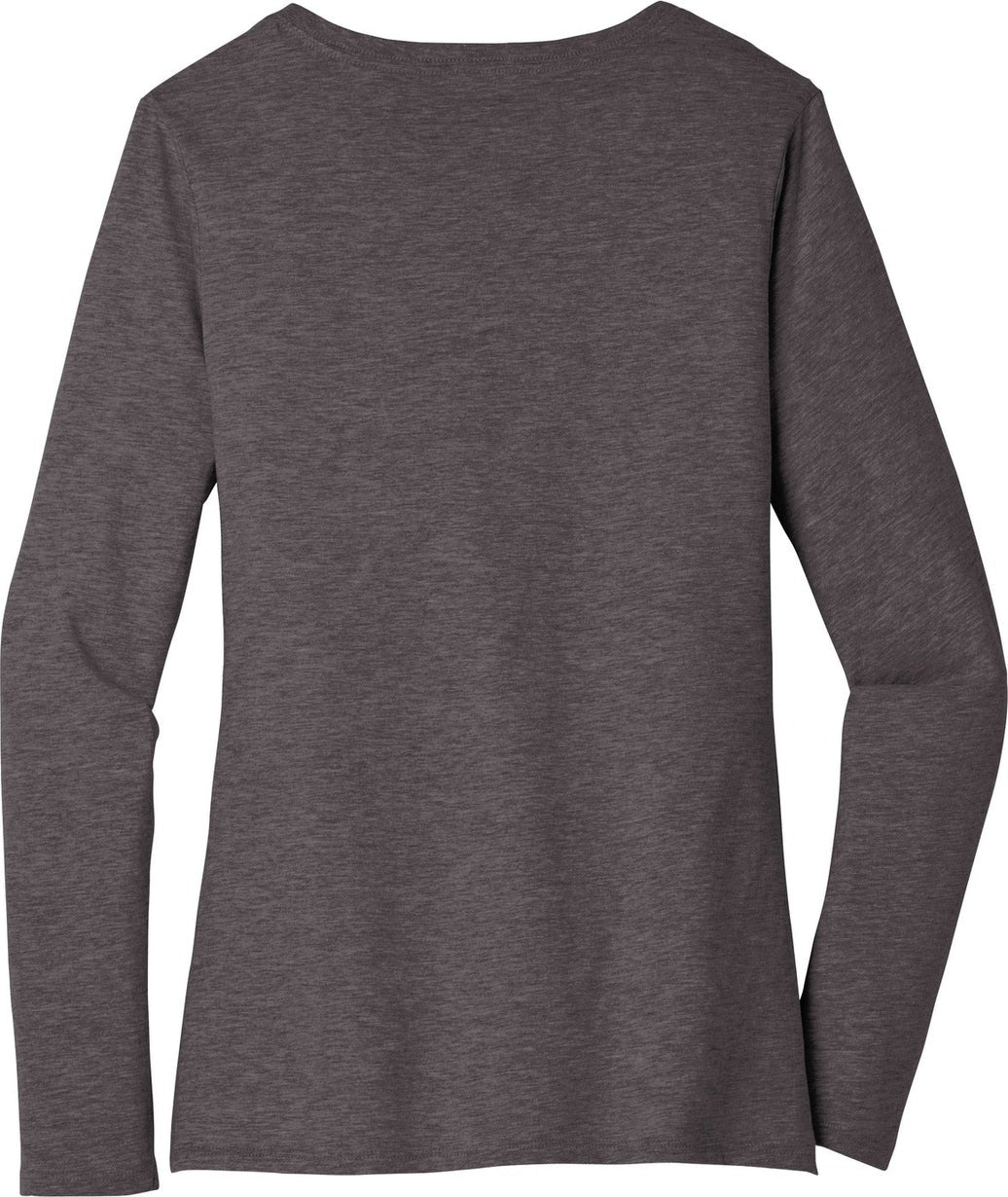 Front View of Hthrd Charcoal District Women's Very Important Tee Long Sleeve V-Neck. DT6201