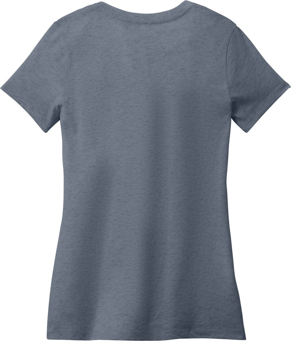 Rear View of Hthrd Navy District - Women's Perfect Weight V-Neck Tee. DM1170L