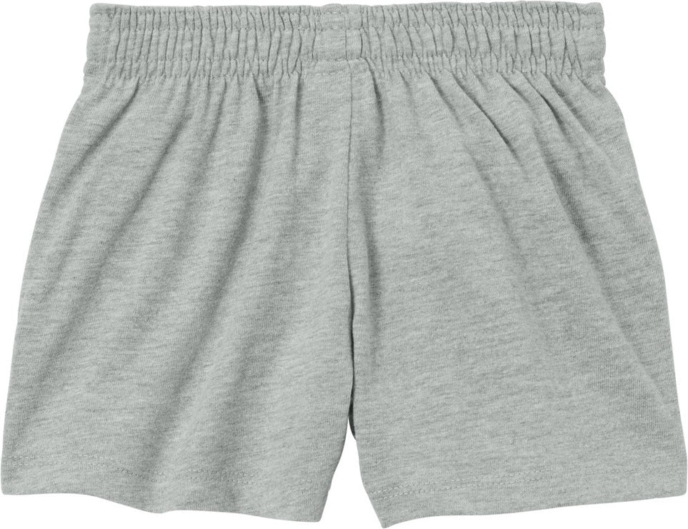 Front View of HthrGrey Sport-Tek Girls Jersey Knit Squad Short YGST311
