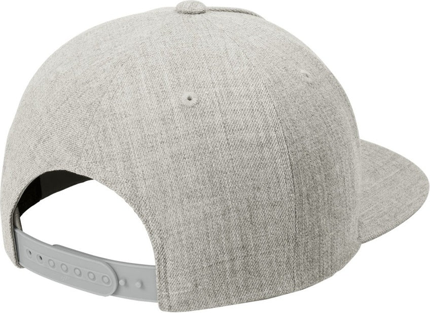 Front View of HthrGrey Sport-Tek YP Classics Premium 5-Panel Snapback Cap STC55
