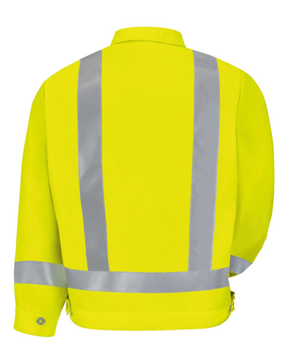 Front View of HV-Fluorescent Yellow/ Green Hi-Visibility Ike Jacket - JY32