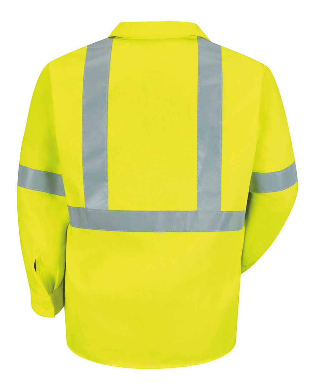 Front View of HV-Fluorescent Yellow/ Green High Visibility Work Shirt Tall Sizes - SS14HVT