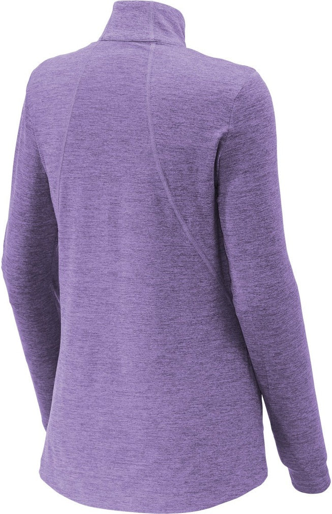Front View of Hyacinth Hthr Sport-Tek Women's Exchange 1.5 Long Sleeve 1/2-Zip LST711