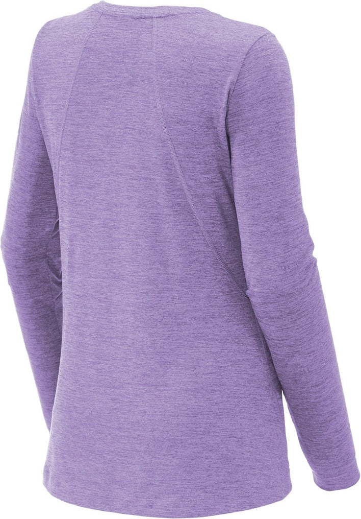 Front View of Hyacinth Hthr Sport-Tek Women's Exchange 1.5 Long Sleeve Crew LST710
