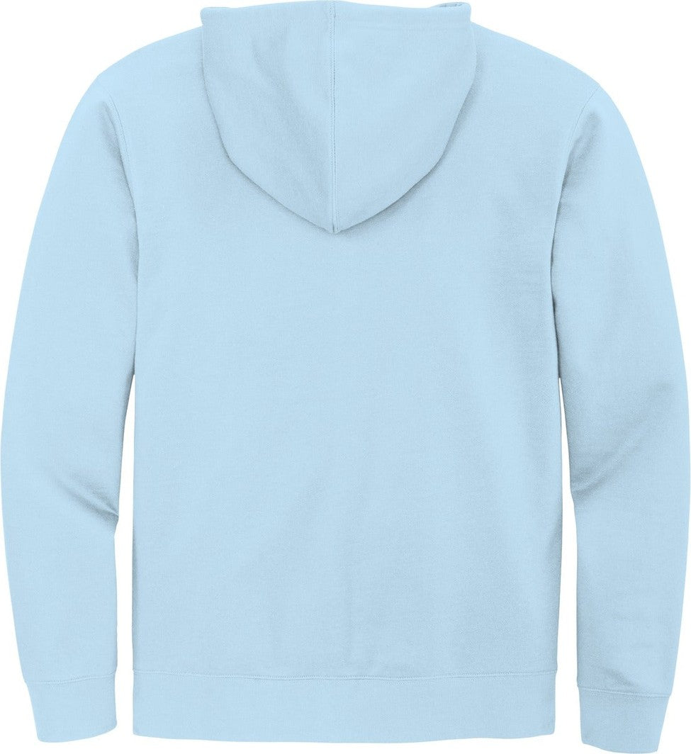 Rear View of Ice Blue District V.I.T. Fleece Full-Zip Hoodie DT6102