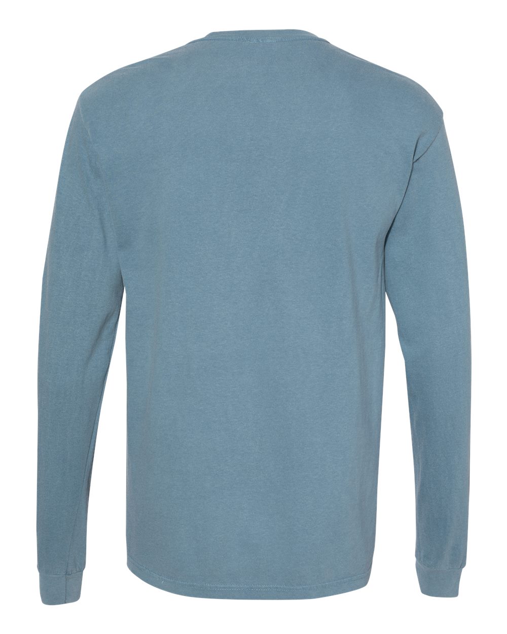 Front View of Ice Blue Garment-Dyed Heavyweight Long Sleeve T-Shirt - 6014