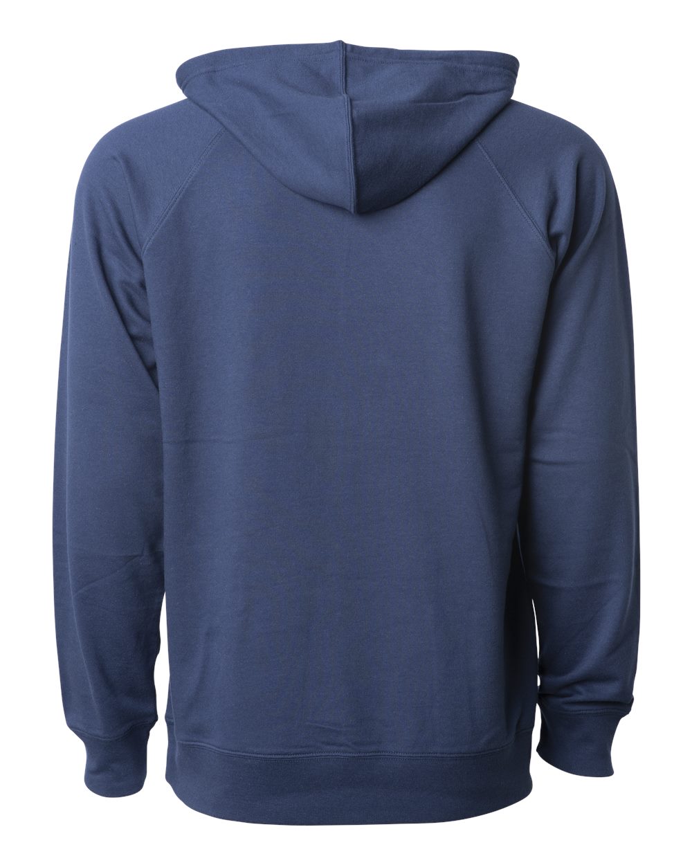 Rear View of Indigo Icon Lightweight Loopback Terry Hooded Sweatshirt - SS1000