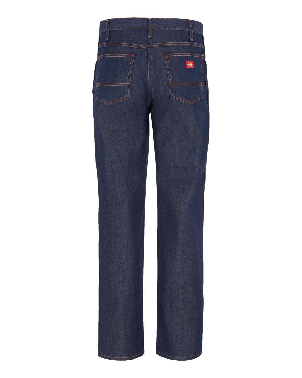 Rear View of Indigo Rigid - 37 Unhemmed Straight 5-Pocket Jeans - 9333