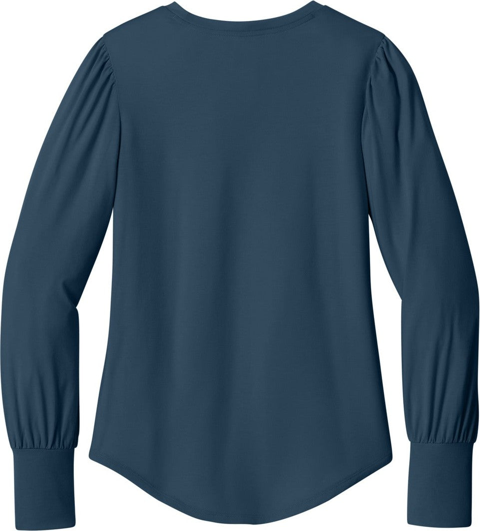 Rear View of InsBlue Mercer+Mettle Women's Stretch Jersey Long Sleeve Blouson Top MM1019