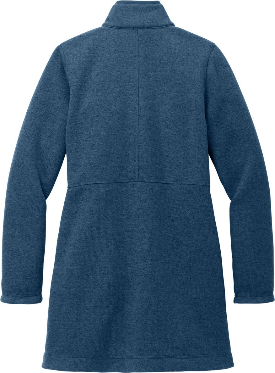 Front View of InsigBlHtr Port Authority Women's Arc Sweater Fleece Long Jacket L425