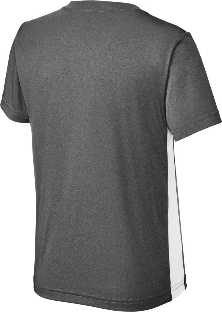 Front View of IrGy/White Sport-Tek Youth Competitor United V-Neck YST101