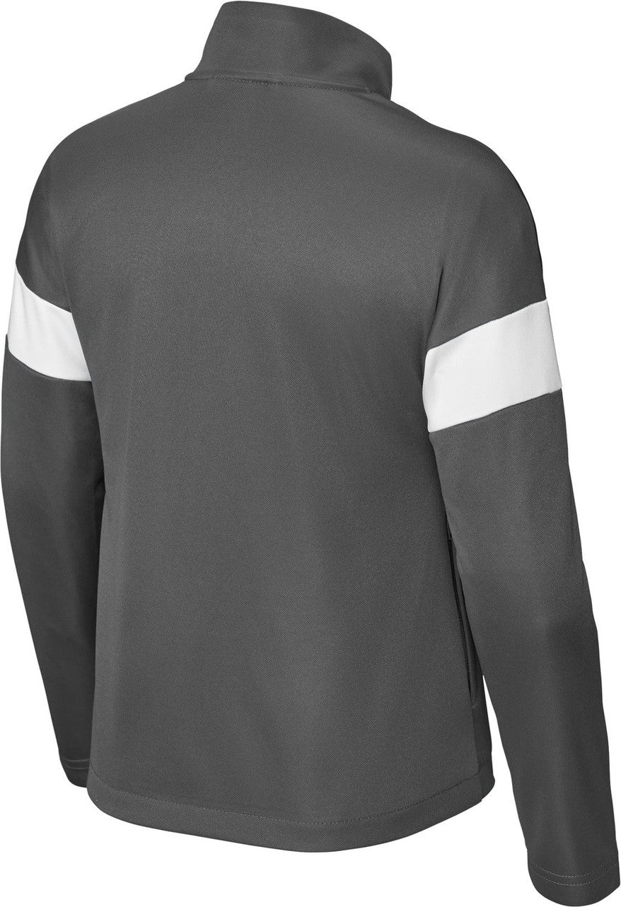 Rear View of IrGy/White Sport-Tek Youth Travel Full-Zip Jacket YST800