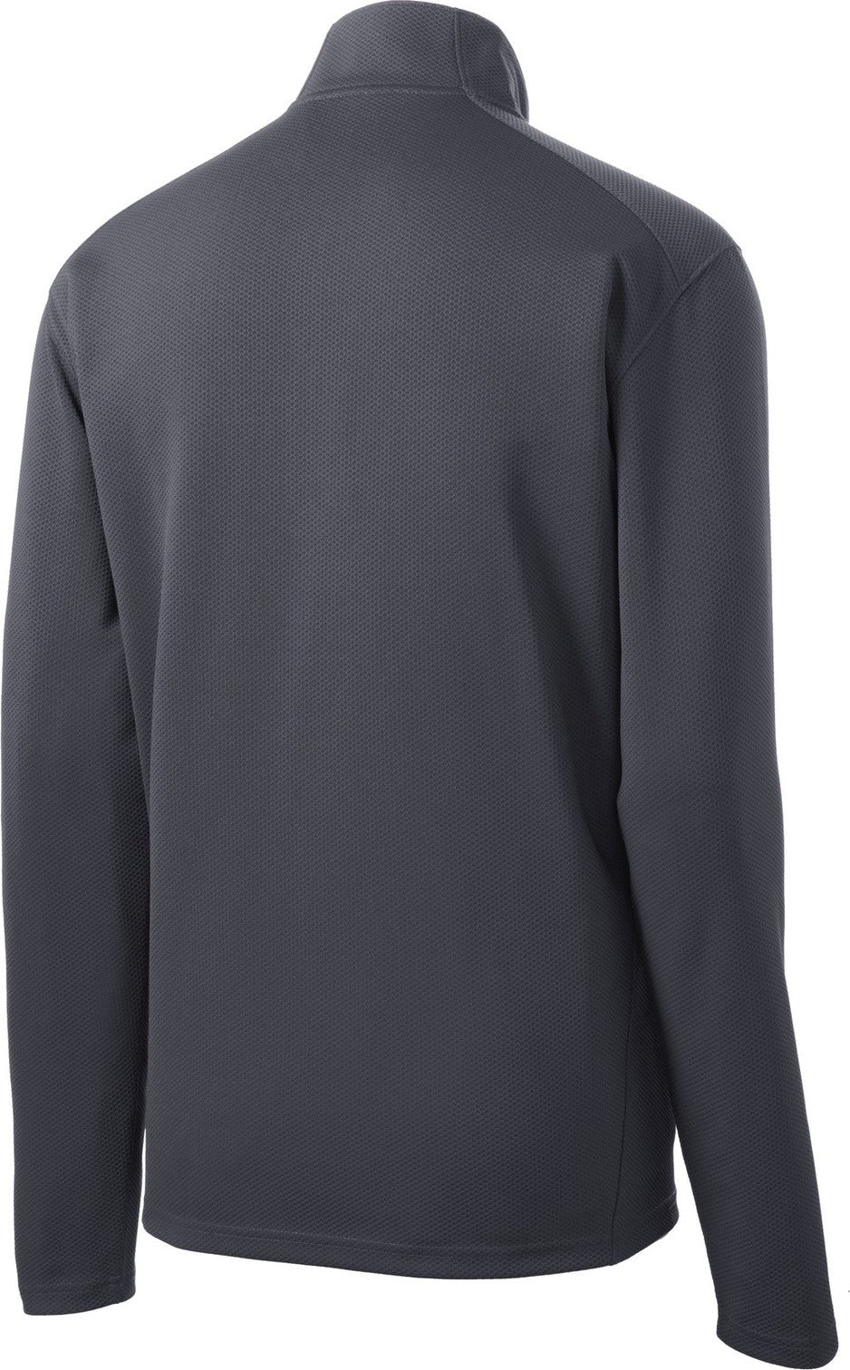 Front View of Iron Grey Sport-Tek Sport-Wick Textured 1/4-Zip Pullover. ST860