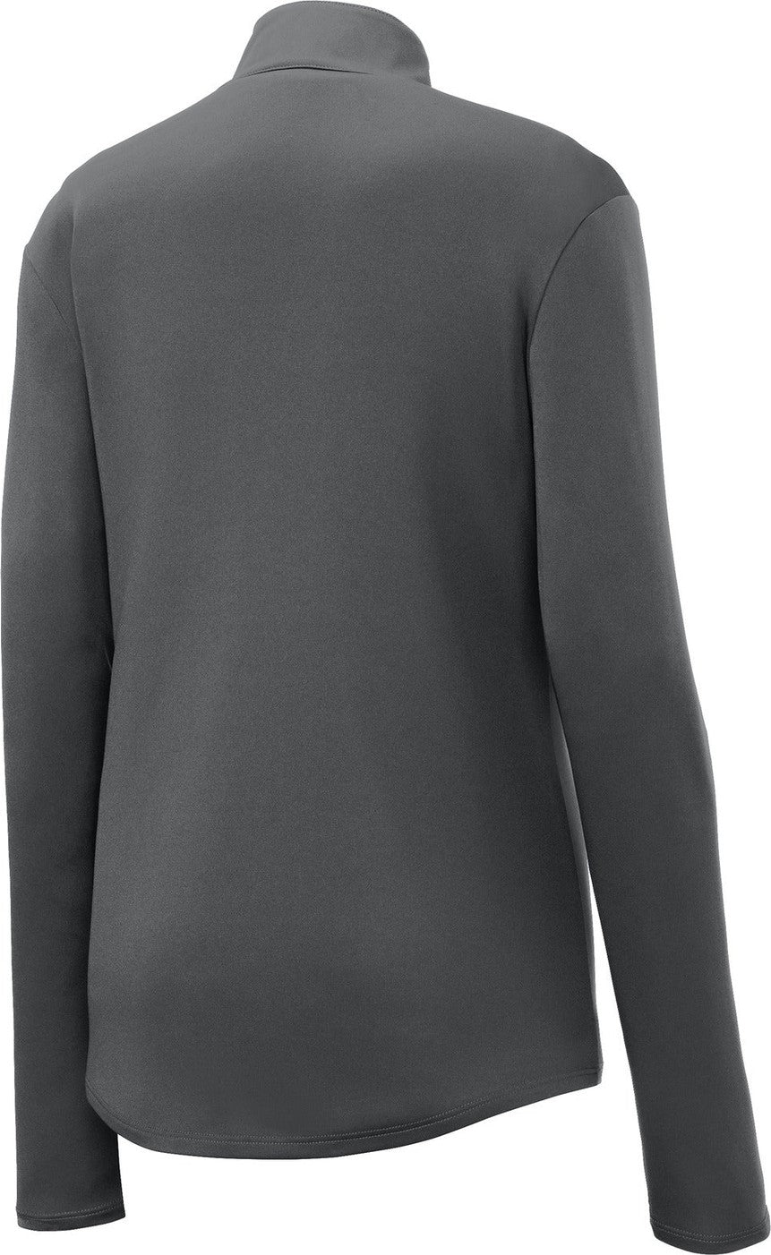 Front View of Iron Grey Sport-Tek Women's PosiCharge Competitor 1/4-Zip Pullover. LST357