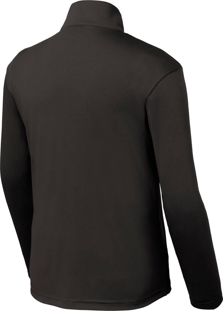 Rear View of Iron Grey Sport-Tek Youth PosiCharge Competitor 1/4-Zip Pullover. YST357