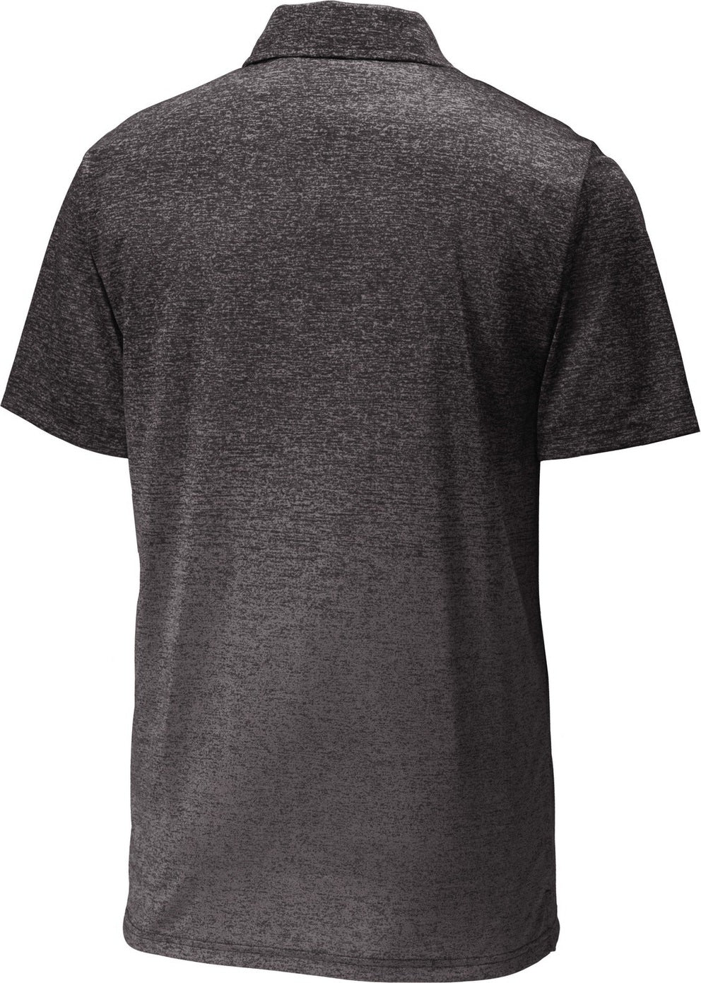 Front View of Iron Grey/Blk Sport-Tek Ombre Heather Polo. ST671
