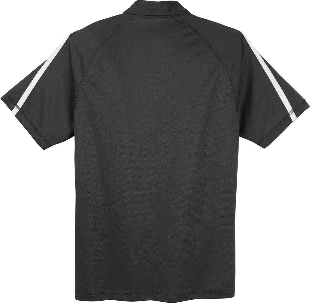 Rear View of Iron Grey/Wht Sport-Tek PosiCharge Micro-Mesh Colorblock Polo. ST685