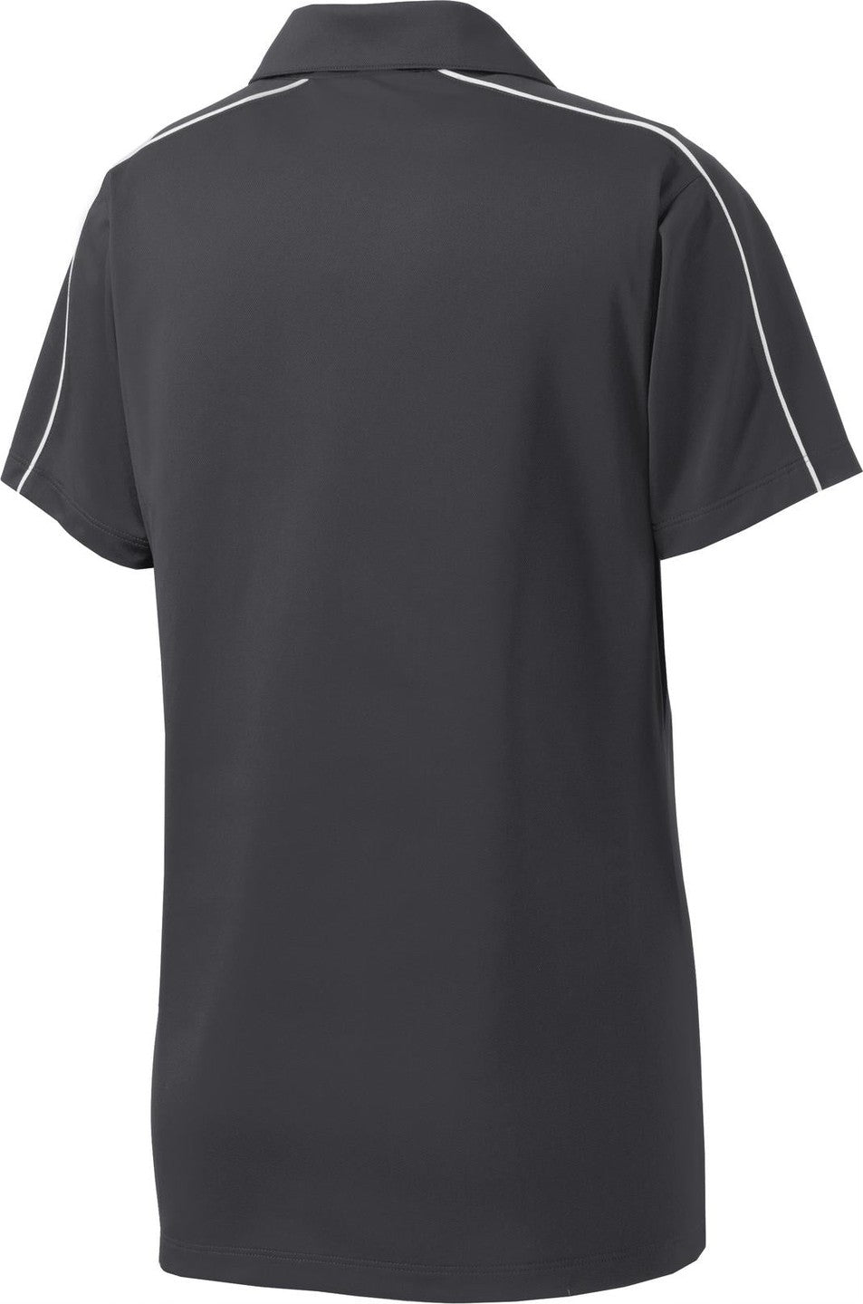 Front View of Iron Grey/Wht Sport-Tek Women's Micropique Sport-Wick Piped Polo. LST653