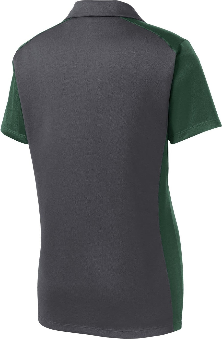 Rear View of Iron Gy/For Gn Sport-Tek Women's Colorblock Micropique Sport-Wick Polo. LST652