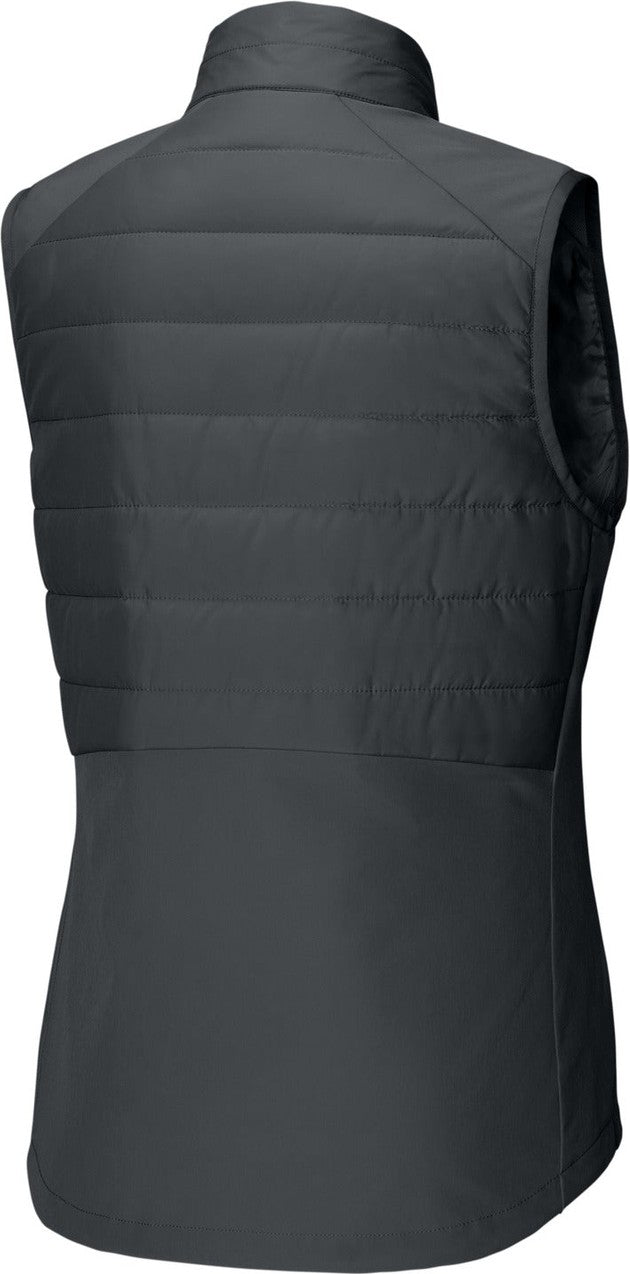 Front View of IronGrey Sport-Tek Women's Teknical Hybrid Vest LST941