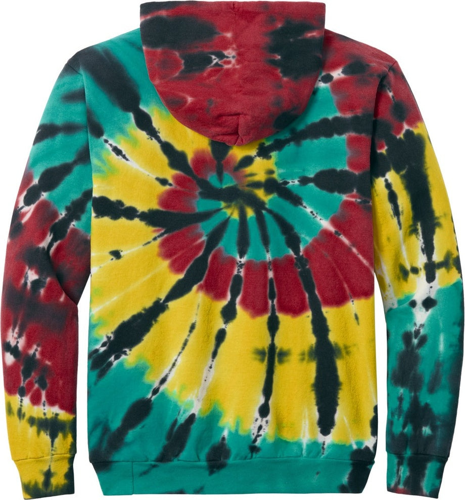 Rear View of IslandSprl Port & Co Tie-Dye Pullover Hooded Sweatshirt. PC146