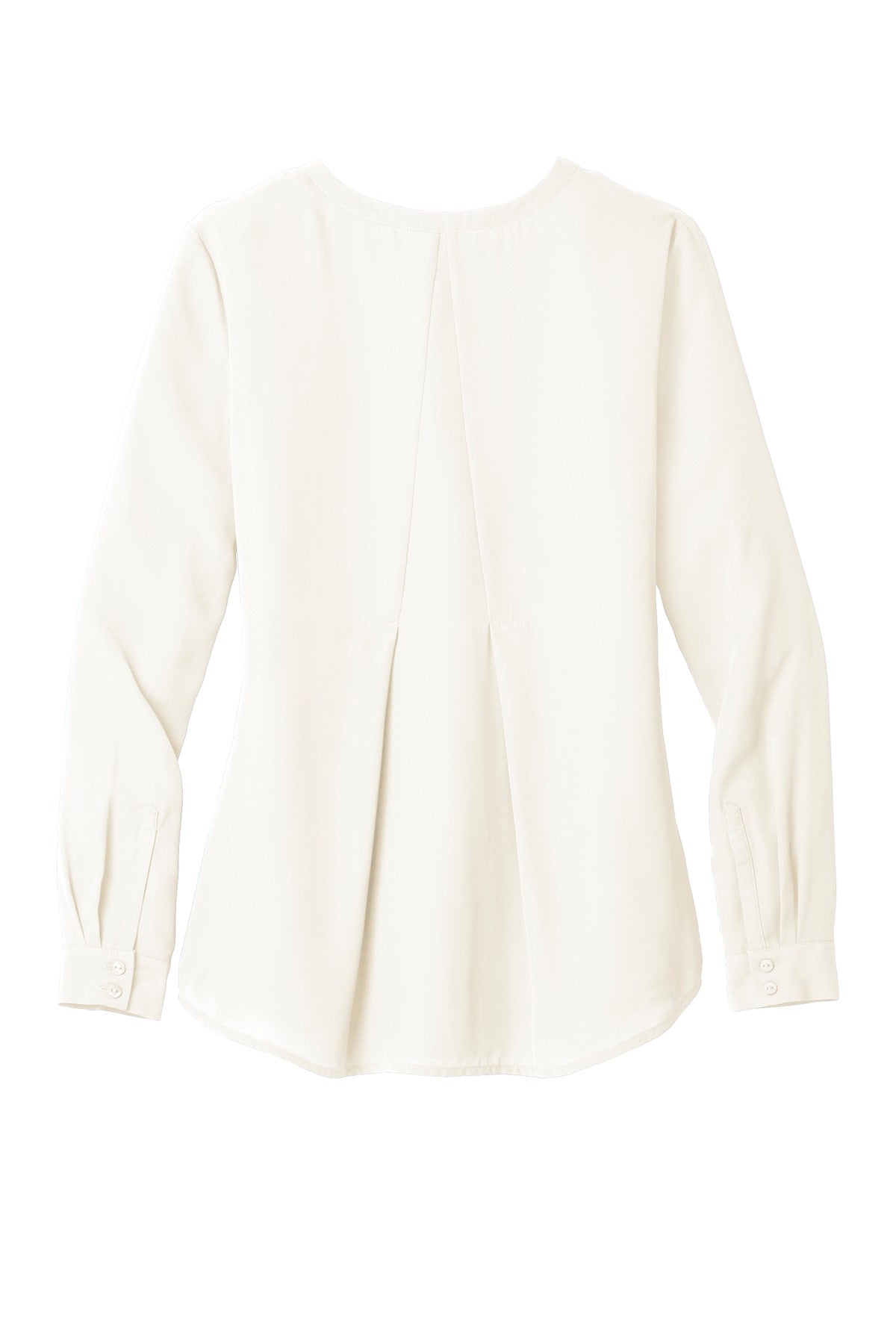 Front View of Ivory Chiffon Port Authority Women's Long Sleeve Button-Front Blouse. LW700