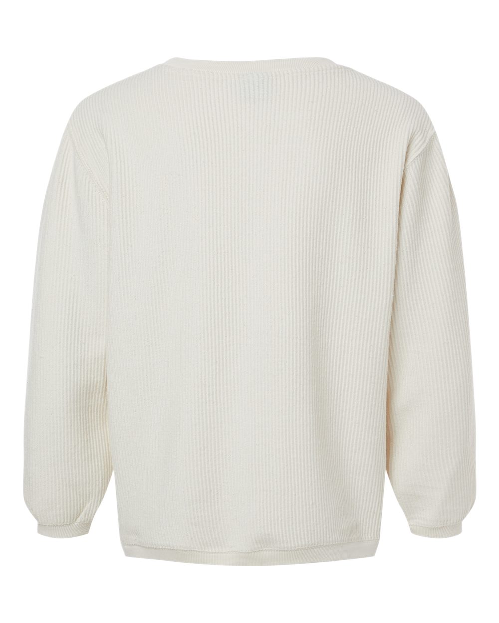 Front View of Ivory Corded Crewneck Pullover - 19179