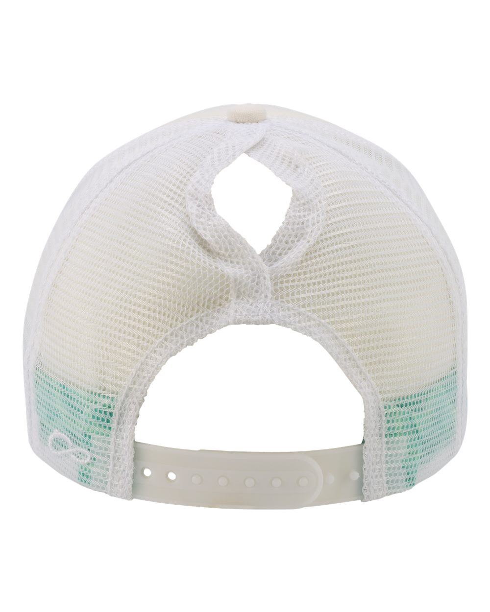 Rear View of Ivory/ Jade/ White/ Swirl Women&#39;s Foam Trucker Cap - ROSIE