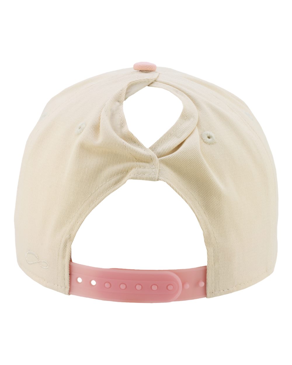 Rear View of Ivory/ Peony/ Leopard Camo Women's Two-Tone Five-Panel Cap - COLBIE plain